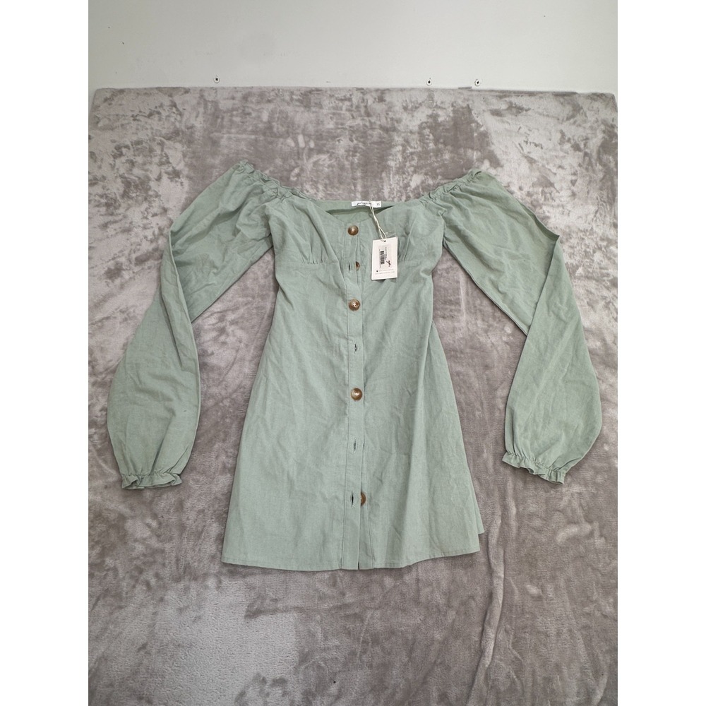 Girl and The Sun Mini Dress Womens Size XS Ginger Button Up Long Sleeve NWT